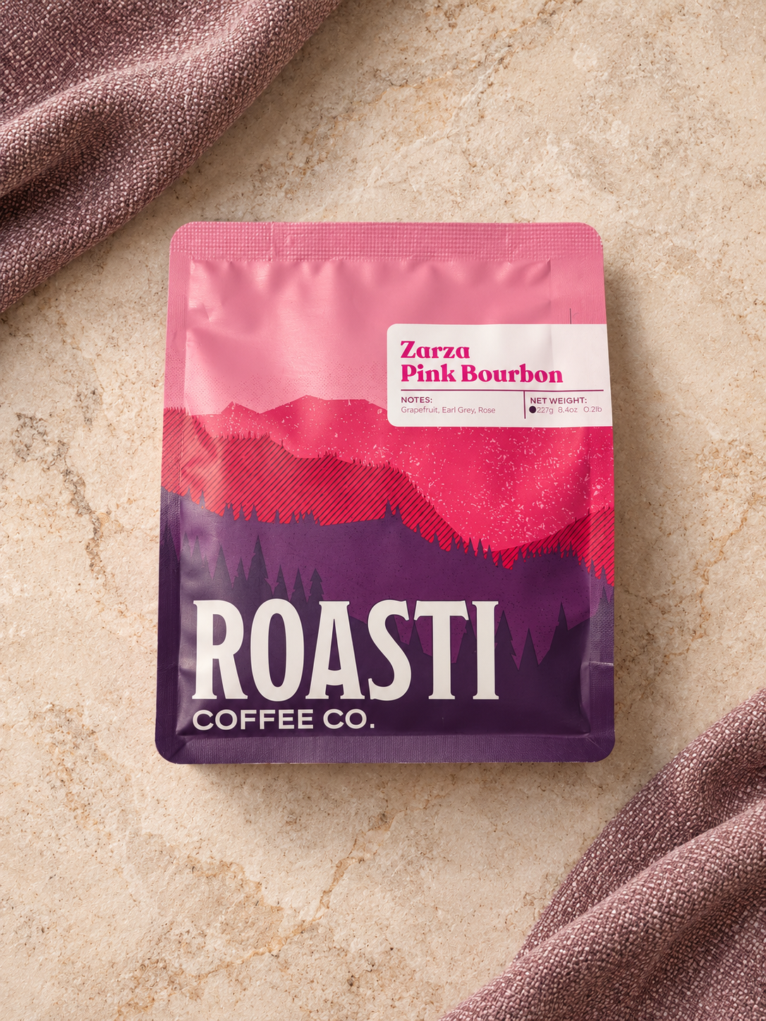 Zarza Pink Bourbon coffee package